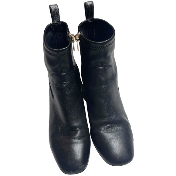 Coach Nala Bootie Leather Monogram Black Chunky Heel Side Zip Ankle Boot 6 - Picture 3 of 16